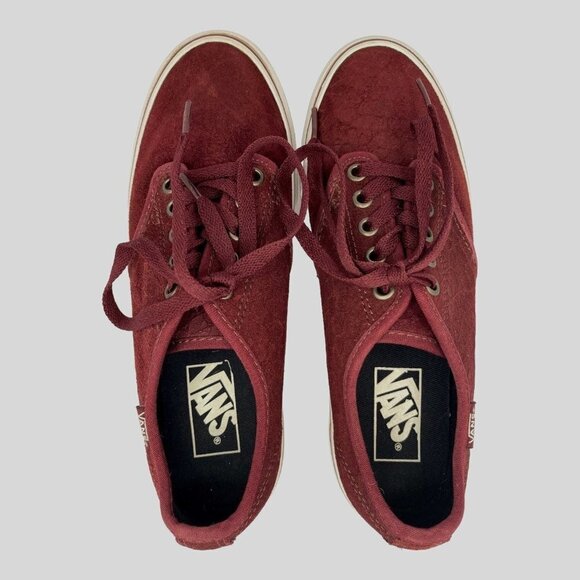 VANS OLD SKOOL Retro Low Top Sk8 Shoes Women 7‎ Burgundy Textured Suede Sneakers - Picture 2 of 14